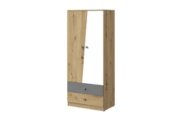 Vaatekaappi Staton 80 cm - Luonnonväri/Valkoinen/Harmaa - Säilytys - Vaatesäilytys - Vaatekaappi