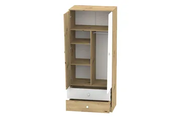 Vaatekaappi Staton 80 cm - Luonnonväri/Valkoinen/Harmaa - Säilytys - Vaatesäilytys - Vaatekaappi