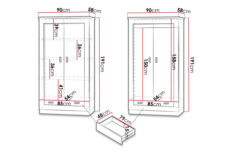 Tadeusz Vaatekaappi 90x57x190 cm - Säilytys - Vaatesäilytys - Vaatekaappi