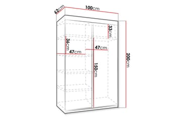 Top vaatekaappi 100 cm maalattua puuta metallirungolla - Valkoinen - Säilytys - Vaatesäilytys - Vaatekaappi