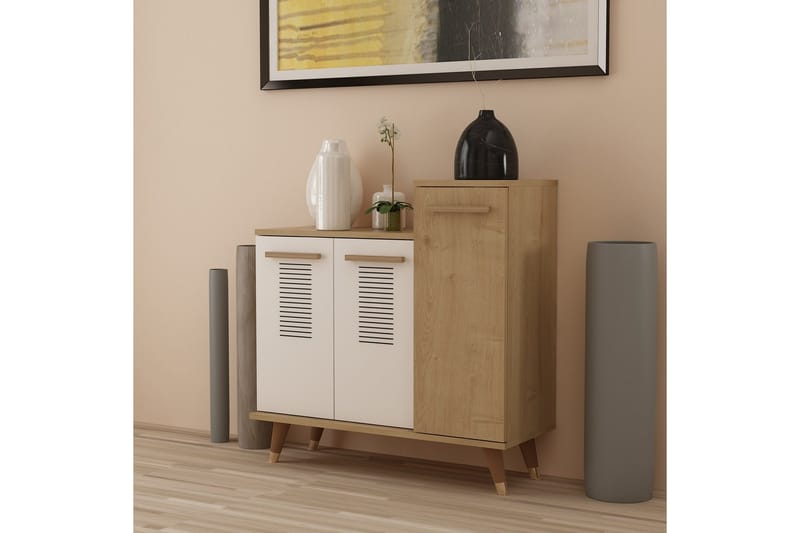 Asimo kenkähylly kaappi 90x90,6 cm ruskea/valkoinen - Hanah Home - Säilytys - Vaatesäilytys - Vaatekaappi - Vaatekaapin hyllyjärjestelmät - Kenkäteline vaatekaappiin