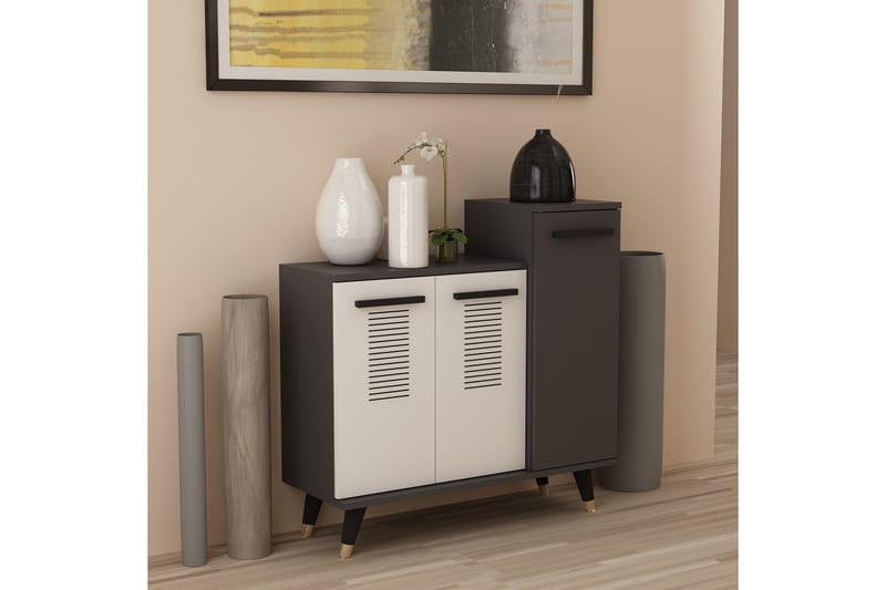 Asimo kenkähylly kaappi 90x90,6 cm antrasiitti/valkoinen - Hanah Home - Säilytys - Vaatesäilytys - Vaatekaappi - Vaatekaapin hyllyjärjestelmät - Kenkäteline vaatekaappiin