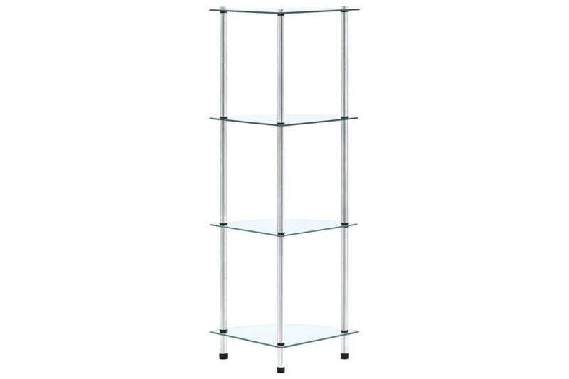 4-kerroksinen hylly läpinäkyvä 30x30x100 cm karkaistu lasi - Läpinäkyvä - Säilytys - Vaatesäilytys - Vaatekaappi - Vaatekaapin hyllyjärjestelmät - Vaatekaapin hyllytaso