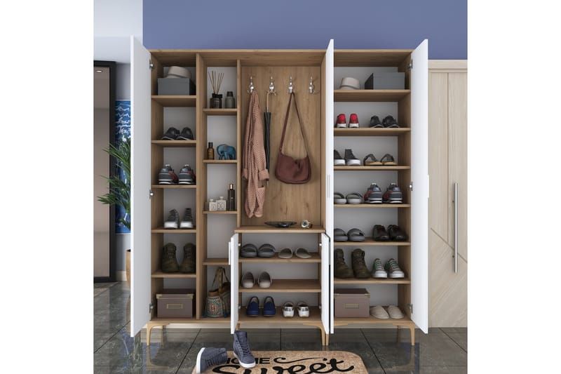 Aulakalusto Lukkha - Pähkinä/Valkoinen - Säilytys - Vaatesäilytys - Vaatekaappi - Vaatekaapin hyllyjärjestelmät - Koriteline runko