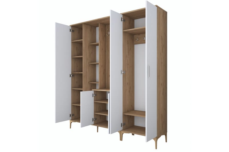 Aulakalusto Lukkha - Pähkinä/Valkoinen - Säilytys - Vaatesäilytys - Vaatekaappi - Vaatekaapin hyllyjärjestelmät - Koriteline runko