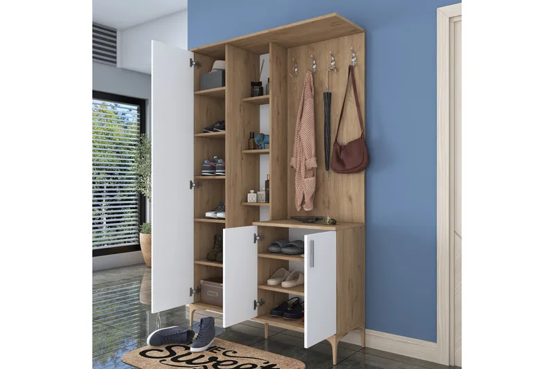 Aulakalusto Lukkha - Pähkinä/Valkoinen - Säilytys - Vaatesäilytys - Vaatekaappi - Vaatekaapin hyllyjärjestelmät - Koriteline runko