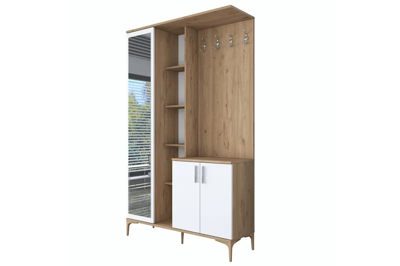 Aulakalusto Lukkha - Pähkinä/Valkoinen - Säilytys - Vaatesäilytys - Vaatekaappi - Vaatekaapin hyllyjärjestelmät - Koriteline runko