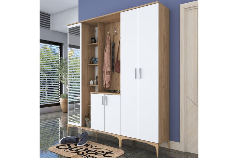 Aulakalusto Lukkha - Pähkinä/Valkoinen - Säilytys - Vaatesäilytys - Vaatekaappi - Vaatekaapin hyllyjärjestelmät - Koriteline runko