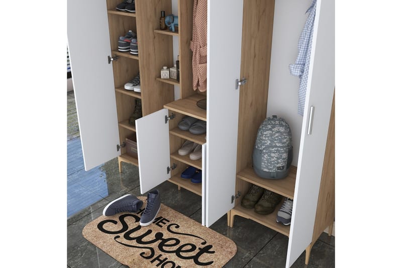 Aulakalusto Lukkha - Pähkinä/Valkoinen - Säilytys - Vaatesäilytys - Vaatekaappi - Vaatekaapin hyllyjärjestelmät - Koriteline runko