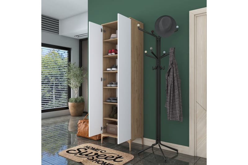 Aulakalusto Lukkha - Pähkinä/Valkoinen - Säilytys - Vaatesäilytys - Vaatekaappi - Vaatekaapin hyllyjärjestelmät - Koriteline runko