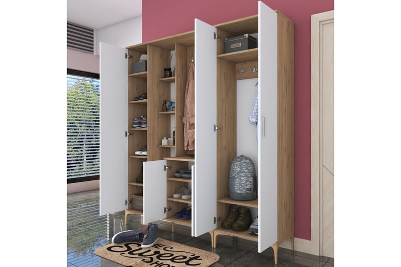 Aulakalusto Lukkha - Pähkinä/Valkoinen - Säilytys - Vaatesäilytys - Vaatekaappi - Vaatekaapin hyllyjärjestelmät - Koriteline runko