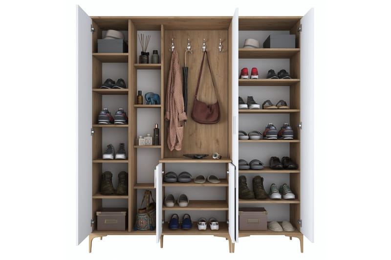 Aulakalusto Lukkha - Pähkinä/Valkoinen - Säilytys - Vaatesäilytys - Vaatekaappi - Vaatekaapin hyllyjärjestelmät - Koriteline runko