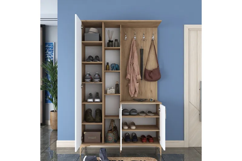 Aulakalusto Lukkha - Pähkinä/Valkoinen - Säilytys - Vaatesäilytys - Vaatekaappi - Vaatekaapin hyllyjärjestelmät - Koriteline runko