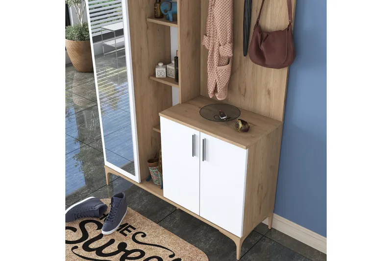 Aulakalusto Lukkha - Pähkinä/Valkoinen - Säilytys - Vaatesäilytys - Vaatekaappi - Vaatekaapin hyllyjärjestelmät - Koriteline runko