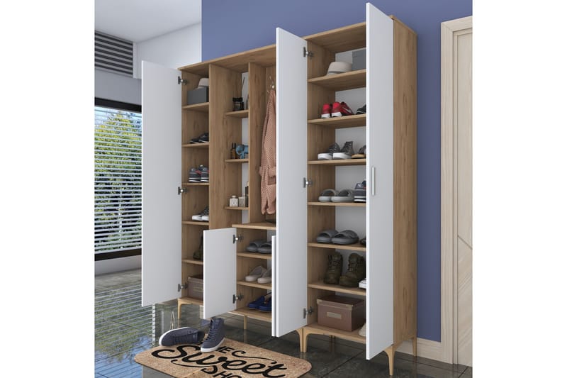 Aulakalusto Lukkha - Pähkinä/Valkoinen - Säilytys - Vaatesäilytys - Vaatekaappi - Vaatekaapin hyllyjärjestelmät - Koriteline runko