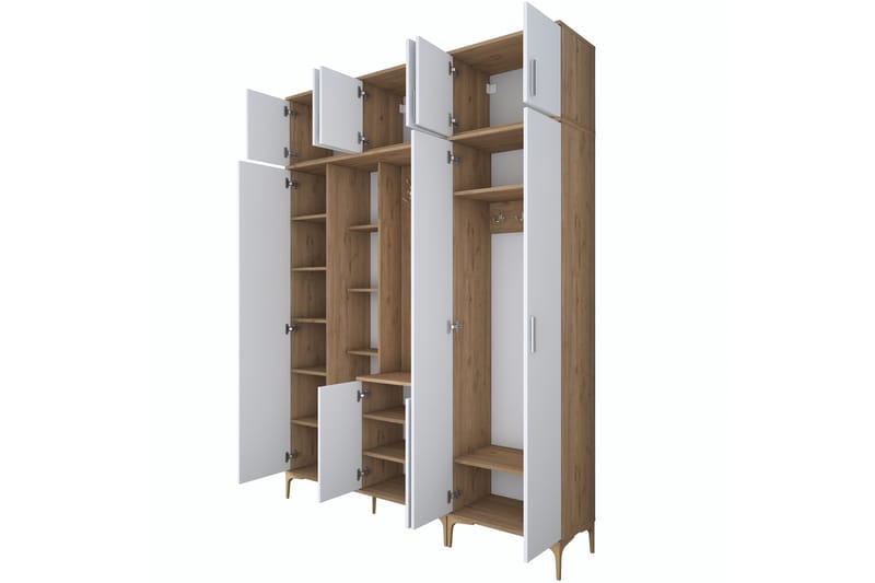 Aulakalusto Lukkha - Pähkinä/Valkoinen - Säilytys - Vaatesäilytys - Vaatekaappi - Vaatekaapin hyllyjärjestelmät - Koriteline runko