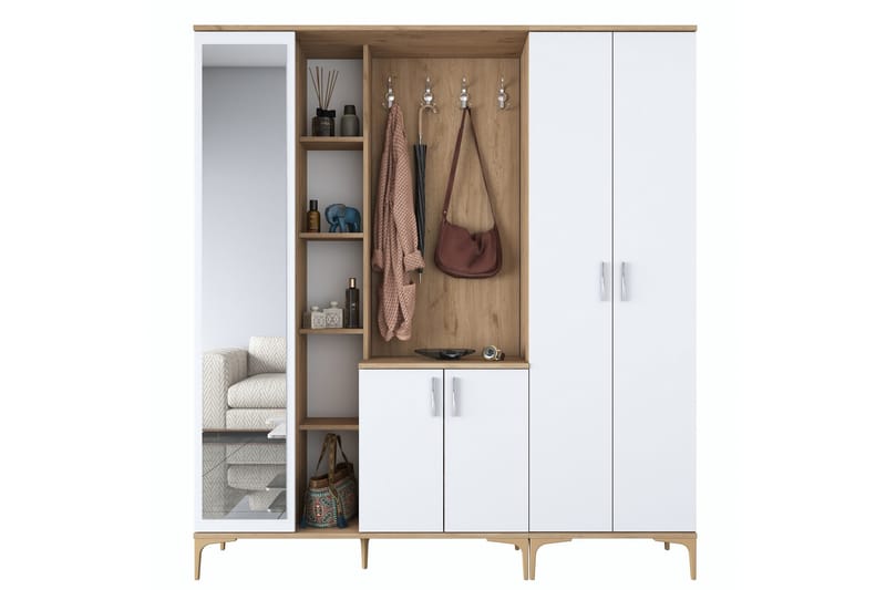 Aulakalusto Lukkha - Pähkinä/Valkoinen - Säilytys - Vaatesäilytys - Vaatekaappi - Vaatekaapin hyllyjärjestelmät - Koriteline runko