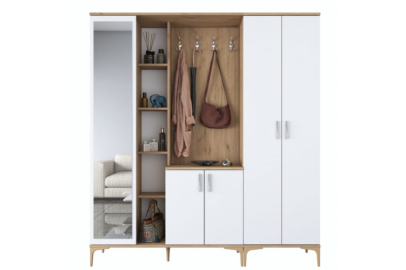 Aulakalusto Lukkha - Pähkinä/Valkoinen - Säilytys - Vaatesäilytys - Vaatekaappi - Vaatekaapin hyllyjärjestelmät - Koriteline runko