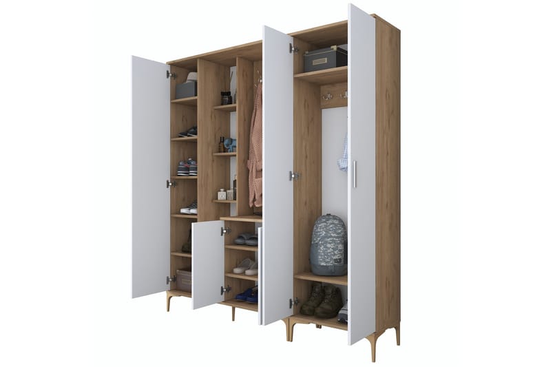 Aulakalusto Lukkha - Pähkinä/Valkoinen - Säilytys - Vaatesäilytys - Vaatekaappi - Vaatekaapin hyllyjärjestelmät - Koriteline runko