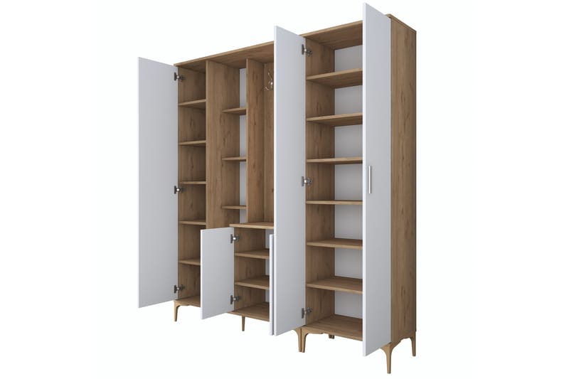 Aulakalusto Lukkha - Pähkinä/Valkoinen - Säilytys - Vaatesäilytys - Vaatekaappi - Vaatekaapin hyllyjärjestelmät - Koriteline runko