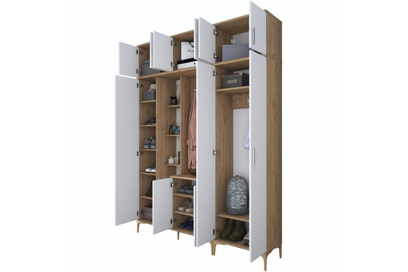 Aulakalusto Lukkha - Pähkinä/Valkoinen - Säilytys - Vaatesäilytys - Vaatekaappi - Vaatekaapin hyllyjärjestelmät - Koriteline runko