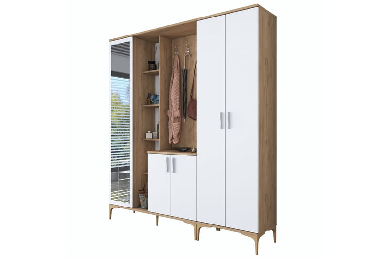 Aulakalusto Lukkha - Pähkinä/Valkoinen - Säilytys - Vaatesäilytys - Vaatekaappi - Vaatekaapin hyllyjärjestelmät - Koriteline runko