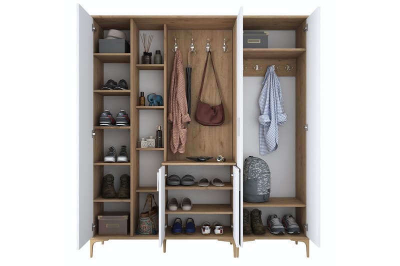 Aulakalusto Lukkha - Pähkinä/Valkoinen - Säilytys - Vaatesäilytys - Vaatekaappi - Vaatekaapin hyllyjärjestelmät - Koriteline runko