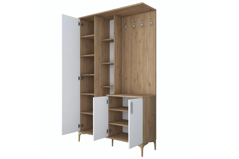 Aulakalusto Lukkha - Pähkinä/Valkoinen - Säilytys - Vaatesäilytys - Vaatekaappi - Vaatekaapin hyllyjärjestelmät - Koriteline runko