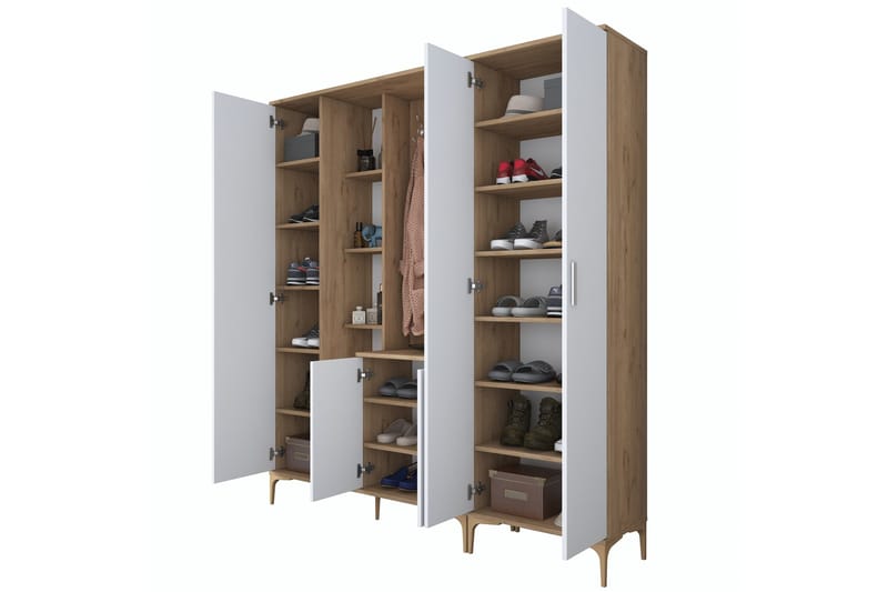 Aulakalusto Lukkha - Pähkinä/Valkoinen - Säilytys - Vaatesäilytys - Vaatekaappi - Vaatekaapin hyllyjärjestelmät - Koriteline runko