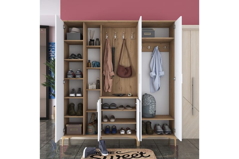 Aulakalusto Lukkha - Pähkinä/Valkoinen - Säilytys - Vaatesäilytys - Vaatekaappi - Vaatekaapin hyllyjärjestelmät - Koriteline runko