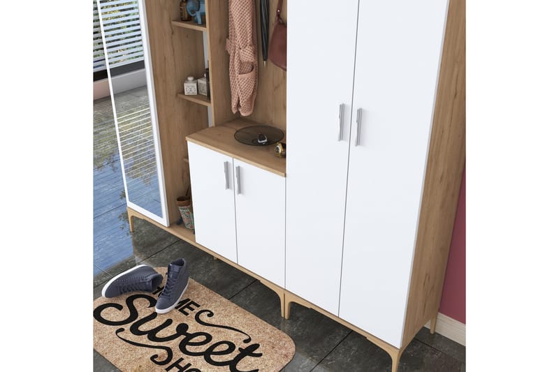 Aulakalusto Lukkha - Pähkinä/Valkoinen - Säilytys - Vaatesäilytys - Vaatekaappi - Vaatekaapin hyllyjärjestelmät - Koriteline runko