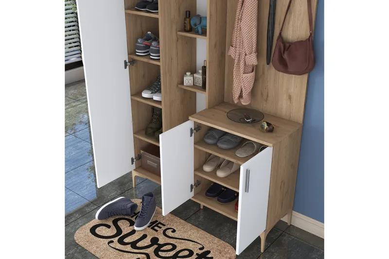 Aulakalusto Lukkha - Pähkinä/Valkoinen - Säilytys - Vaatesäilytys - Vaatekaappi - Vaatekaapin hyllyjärjestelmät - Koriteline runko