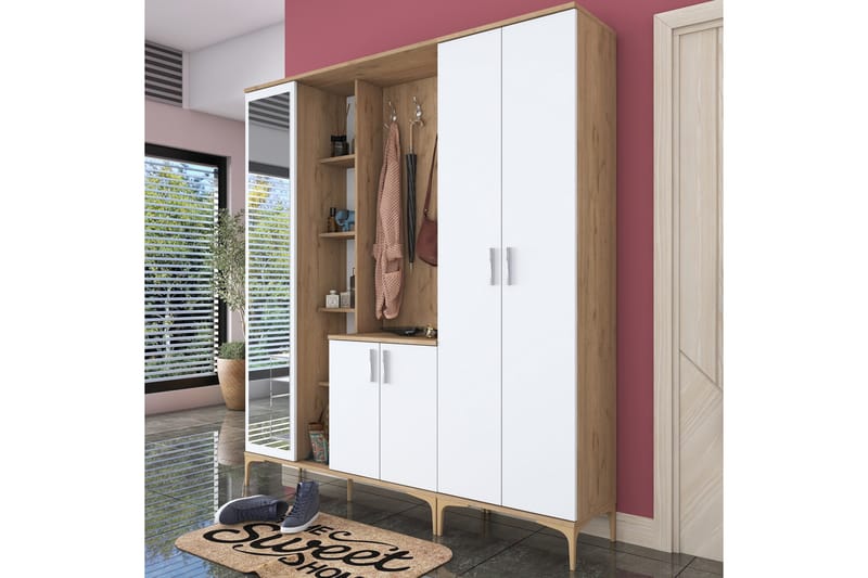 Aulakalusto Lukkha - Pähkinä/Valkoinen - Säilytys - Vaatesäilytys - Vaatekaappi - Vaatekaapin hyllyjärjestelmät - Koriteline runko