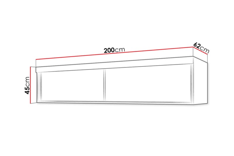 Hyllysäilytin Szaf 62x200 cm Vaatekaappiin - Vaatekaapin hyllynkannatin - Hyllytaso & hyllynkannatin