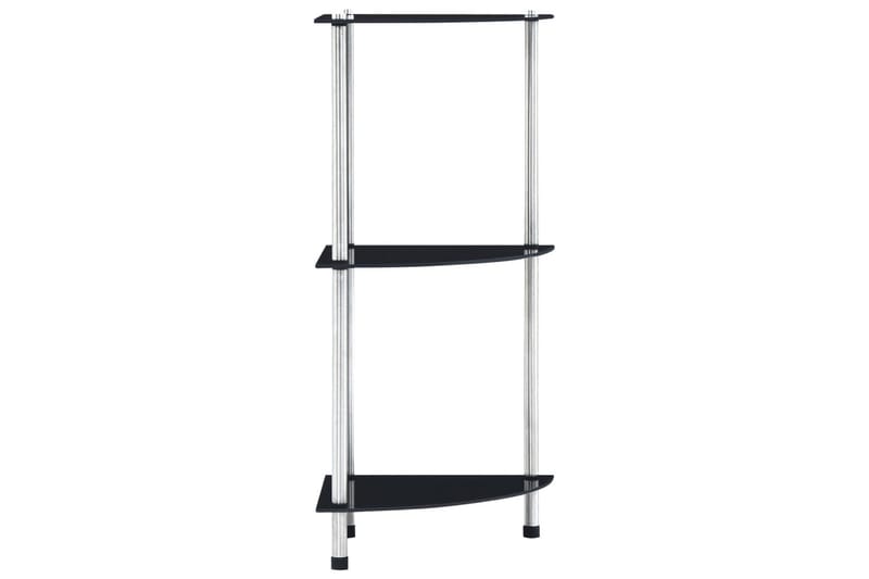3-kerroksinen hylly musta 30x30x67 cm karkaistu lasi - Musta - Säilytys - Vaatesäilytys - Vaatekaappi - Vaatekaapin hyllyjärjestelmät - Vaatekaapin hyllytaso