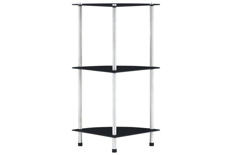 3-kerroksinen hylly musta 30x30x67 cm karkaistu lasi - Musta - Säilytys - Vaatesäilytys - Vaatekaappi - Vaatekaapin hyllyjärjestelmät - Vaatekaapin hyllytaso
