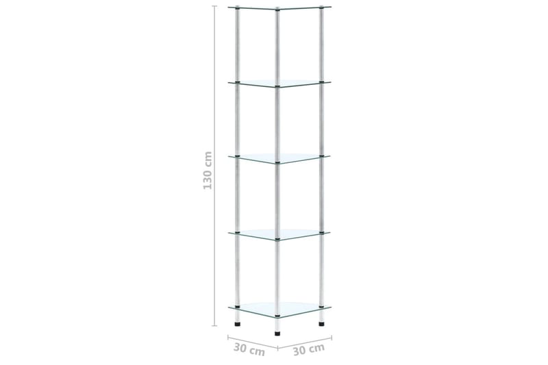 5-kerroksinen hylly läpinäkyvä 30x30x130 cm karkaistu lasi - Läpinäkyvä - Säilytys - Vaatesäilytys - Vaatekaappi - Vaatekaapin hyllyjärjestelmät - Vaatekaapin hyllytaso
