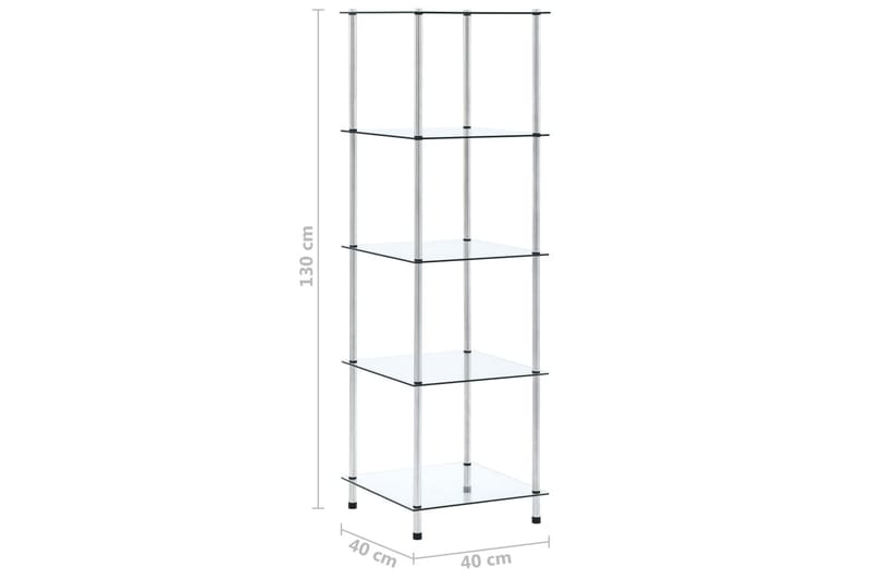 5-kerroksinen hylly läpinäkyvä 40x40x130 cm karkaistu lasi - Läpinäkyvä - Säilytys - Vaatesäilytys - Vaatekaappi - Vaatekaapin hyllyjärjestelmät - Vaatekaapin hyllytaso