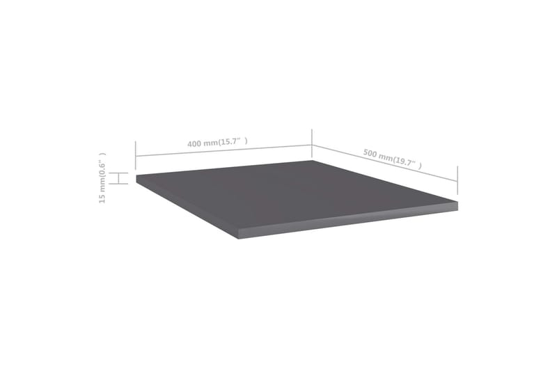 Kirjahyllytasot 8 kpl korkeakiilto harmaa 40x50x1,5 cm - Harmaa - Säilytys - Vaatesäilytys - Vaatekaappi - Vaatekaapin hyllyjärjestelmät - Vaatekaapin hyllytaso