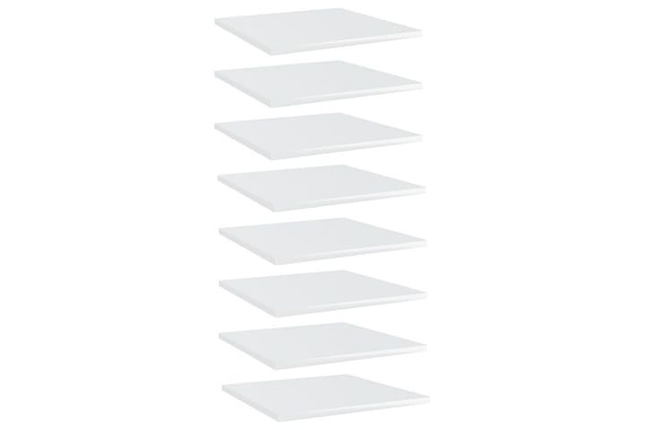 Kirjahyllytasot 8 kpl korkeakiilto valkoinen 40x40x1,5 cm - Valkoinen - Vaatekaapin hyllytaso - Hyllytaso & hyllynkannatin