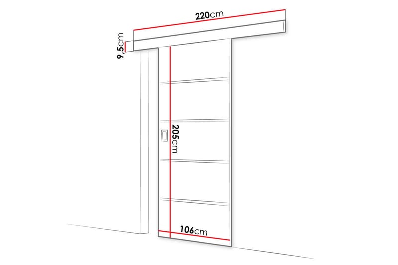 Liukuovi 204 cm Adicio - Säilytys - Vaatesäilytys - Vaatekaappi - Vaatekaapin ovi - Vaatekaapin liukuovi