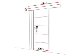 Liukuovi 204 cm Adicio - Säilytys - Vaatesäilytys - Vaatekaappi - Vaatekaapin ovi - Vaatekaapin liukuovi
