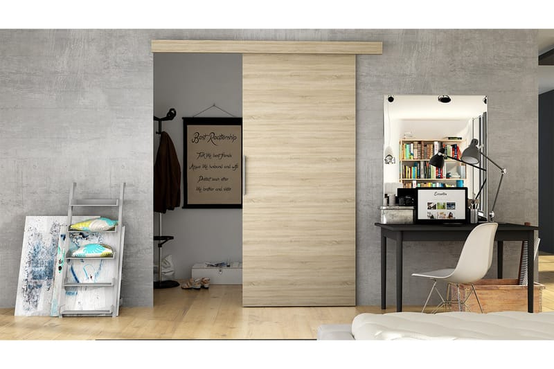 Liukuovi Nemanja 86x205 cm - Tammi - Säilytys - Vaatesäilytys - Vaatekaappi - Vaatekaapin ovi - Vaatekaapin liukuovi