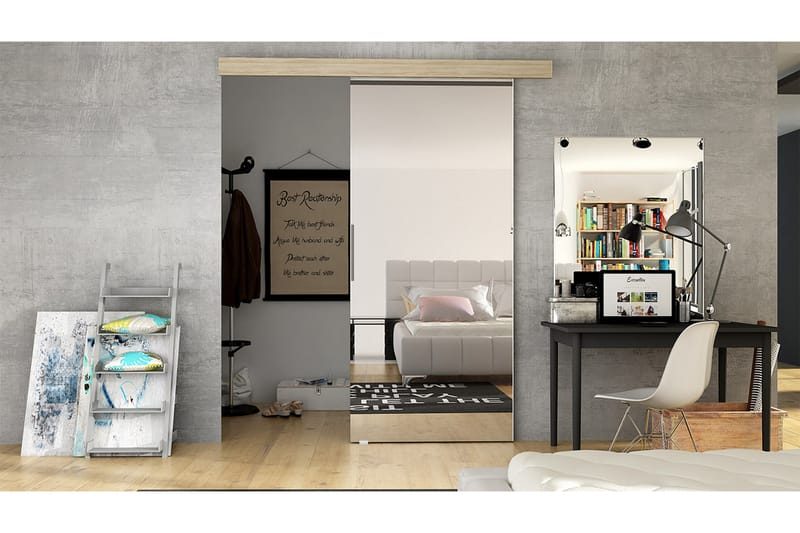 Liukuovi Nemanja 86x205 cm - Tammi - Säilytys - Vaatesäilytys - Vaatekaappi - Vaatekaapin ovi - Vaatekaapin liukuovi