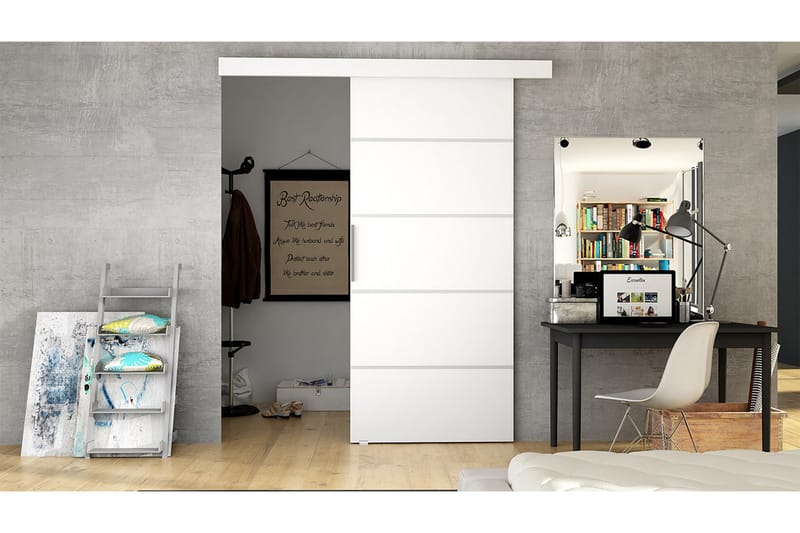 Liukuovi Nemanja 86x205 cm - Valkoinen - Säilytys - Vaatesäilytys - Vaatekaappi - Vaatekaapin ovi - Vaatekaapin liukuovi