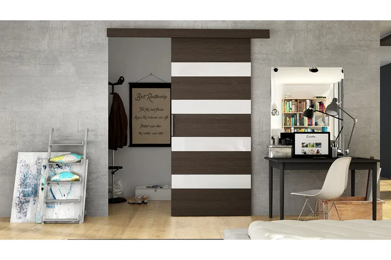 Liukuovi, Ruskea/Valkoinen