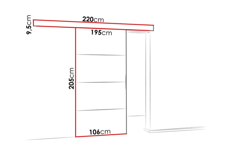 Malibu Ovi 204x106x205 cm - Säilytys - Vaatesäilytys - Vaatekaappi - Vaatekaapin ovi - Vaatekaapin liukuovi