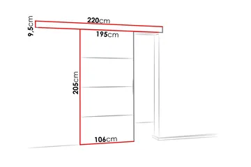 Malibu Ovi 204x106x205 cm - Säilytys - Vaatesäilytys - Vaatekaappi - Vaatekaapin ovi - Vaatekaapin liukuovi