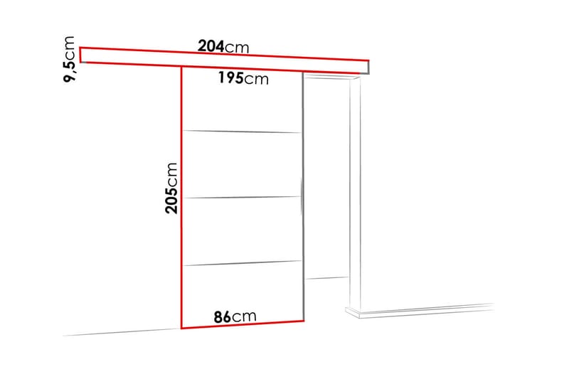 Malibu Ovi 204x86x205 cm - Säilytys - Vaatesäilytys - Vaatekaappi - Vaatekaapin ovi - Vaatekaapin liukuovi