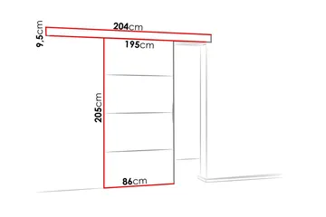 Malibu Ovi 204x86x205 cm - Säilytys - Vaatesäilytys - Vaatekaappi - Vaatekaapin ovi - Vaatekaapin liukuovi